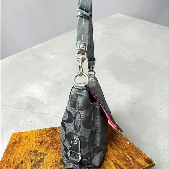 Coach Kyra Signature Black Jacquard Messenger Crossbody Bag F16553 - Picture 7 of 13